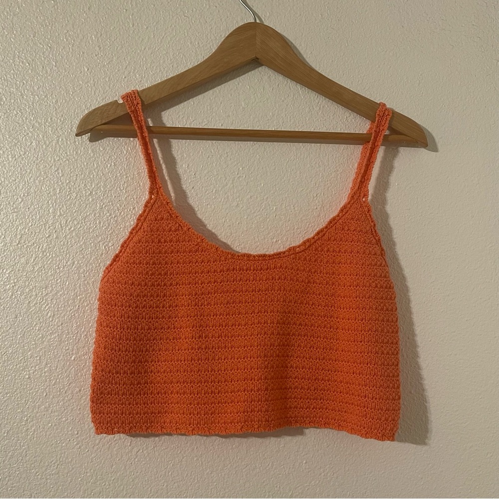 Aerie Orange Knit Womens Crop Top size Medium